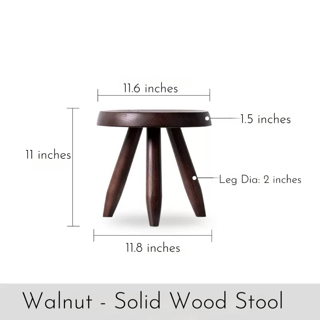 Handcrafted Solid Wood Tripod Stool – Charlotte Perriand–Inspired