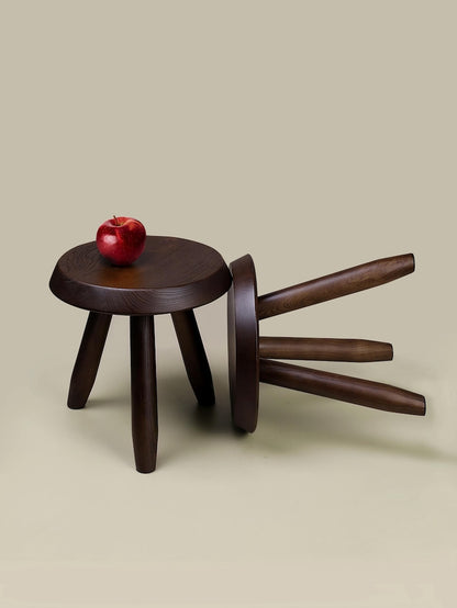 Handcrafted Solid Wood Tripod Stool – Charlotte Perriand–Inspired