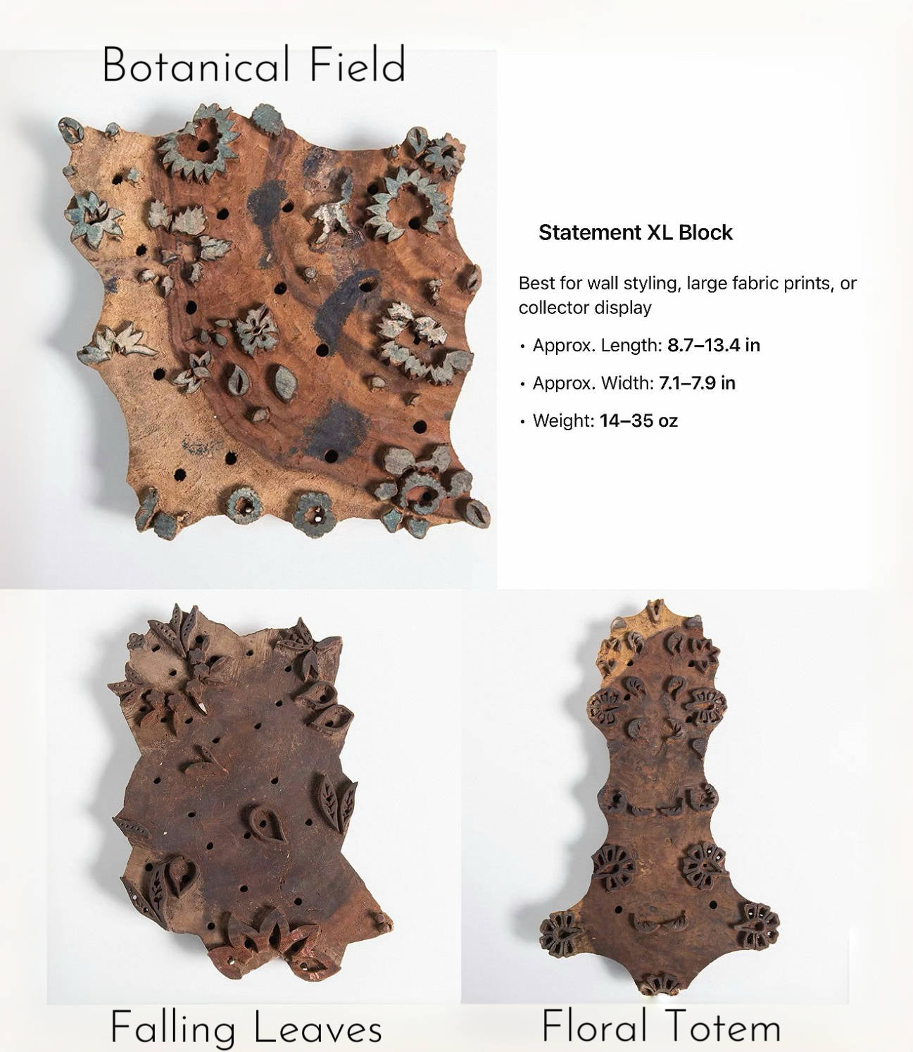 Vintage Indian Wooden Block Stamps – Hand-Carved Textile Printing Blocks