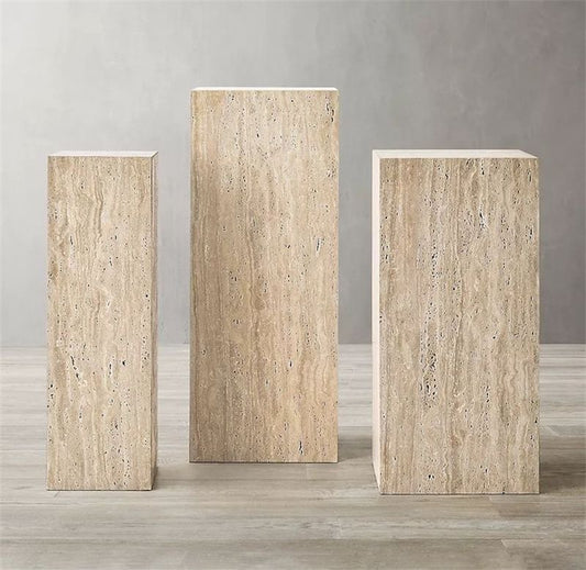 Elysian Natural Travertine Plinth Pedestal & Side Table
