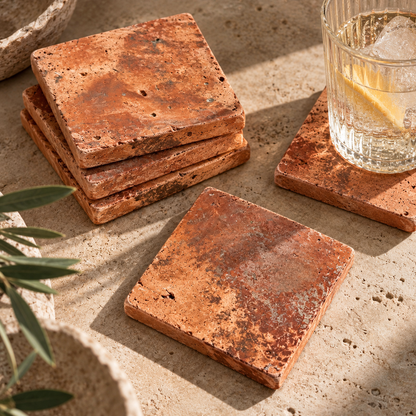 Heritage Terracotta Coasters | Rustic Clay Drink Coasters & Decorative Plant Bases Set of 5