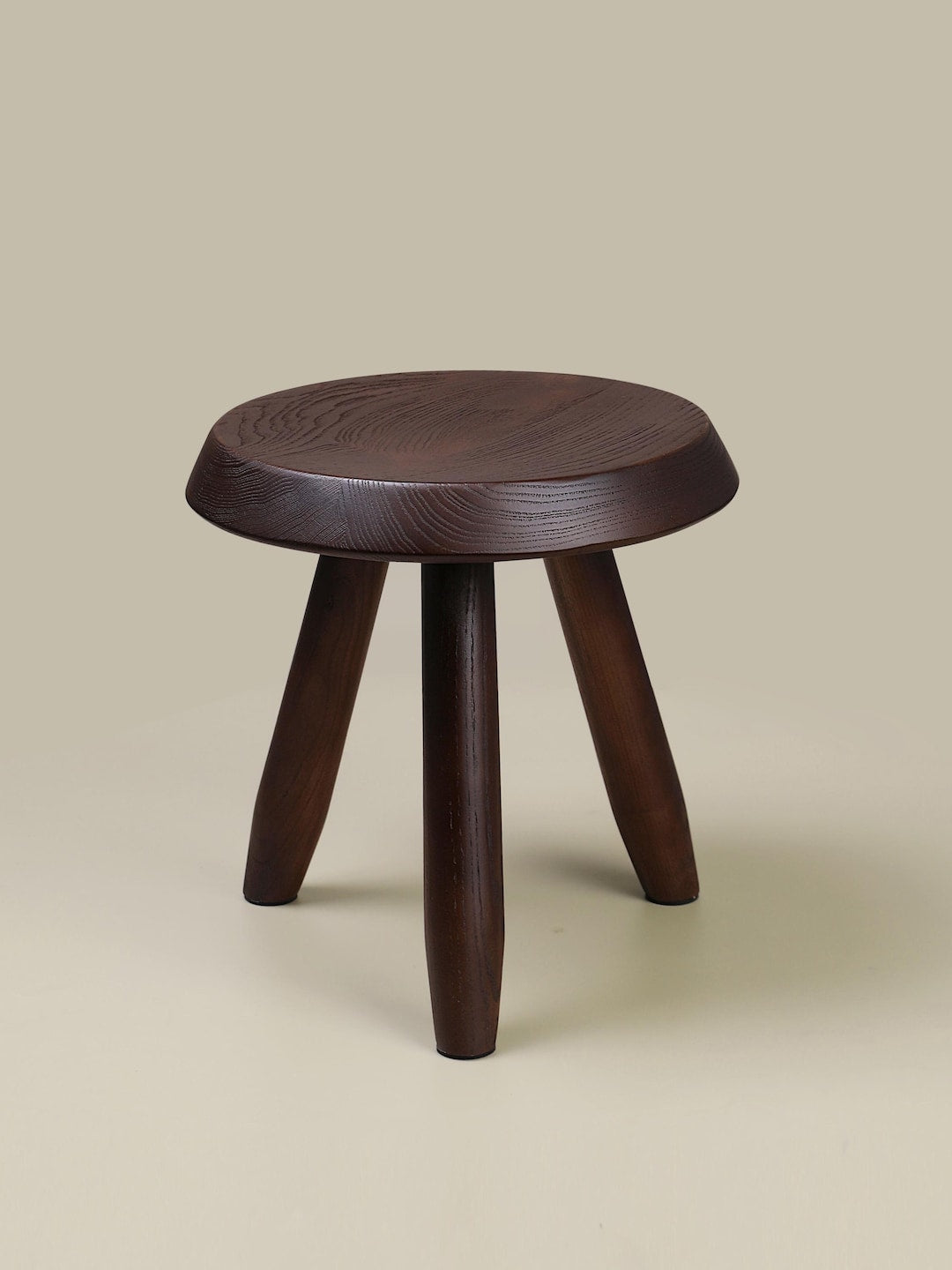 Perriand Style Mid-Century Tripod Wood Stool | Minimalist Milking