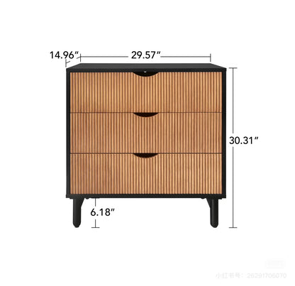 Modern 3-Drawer Chest with Textured Design, Durable Laminate Finish, and Sleek Black Frame