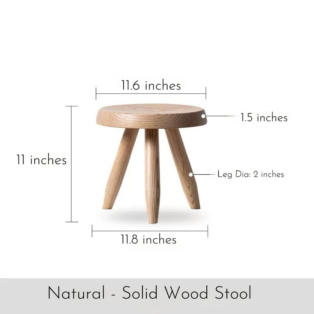 Handcrafted Solid Wood Tripod Stool – Charlotte Perriand–Inspired