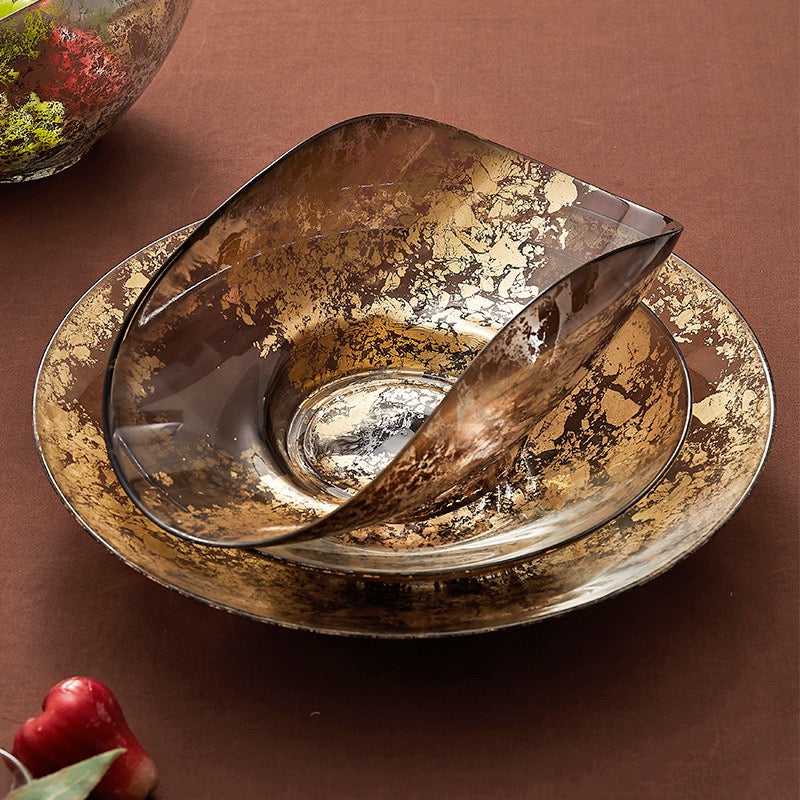Sparkle Series Gold Foil Glass Bowls – Luxury Decorative Fruit & Centerpiece Bowls