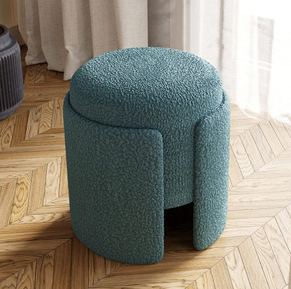 Boucle Modern Sherpa Plush Ottoman Stool with Unique Cutout Design