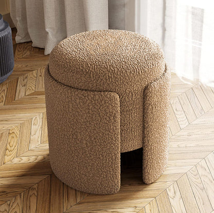 Boucle Modern Sherpa Plush Ottoman Stool with Unique Cutout Design