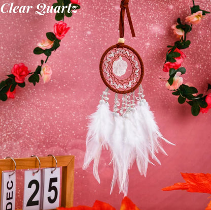 Handcrafted Crystal Dream Catchers with Feathers