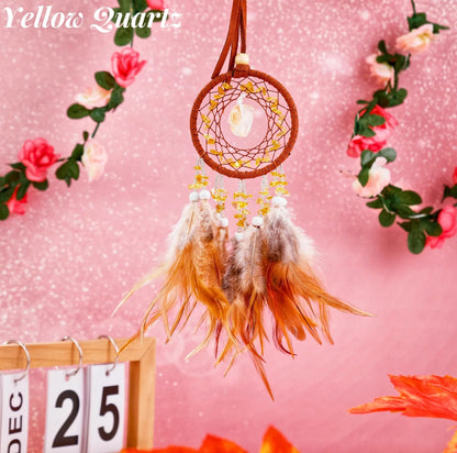 Handcrafted Crystal Dream Catchers with Feathers