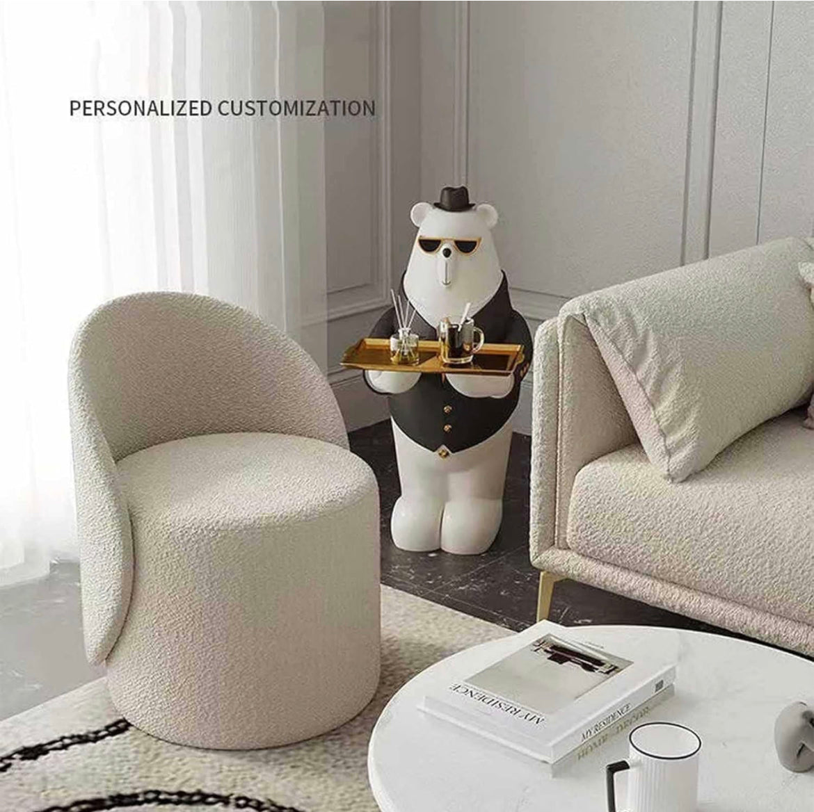 Cozy Sherpa Vanity Rotational Chair Soft Padded Fuzzy Chair