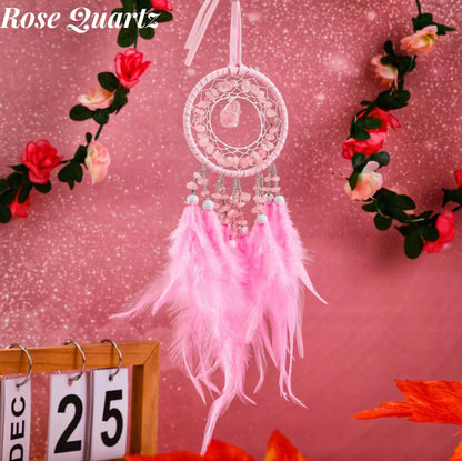 Handcrafted Crystal Dream Catchers with Feathers