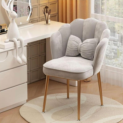 Floral Vanity Chair Soft Accent Chair Accent Chaise Chair for Living Room/Bed Room Shell Shape Vanity Chairs with Petal Metal Legs Stylish and Functional