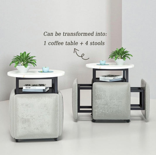 Space Saving Stackable Sidetable Stool with Chairs - Cube Seat for Living Room and Home Office