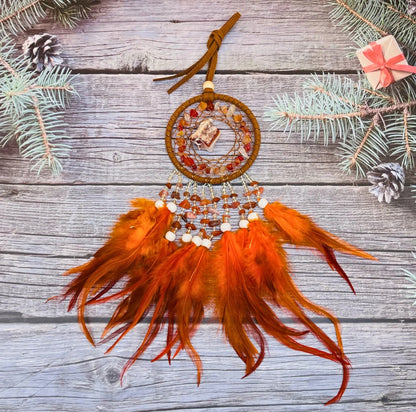 Handcrafted Crystal Dream Catchers with Feathers