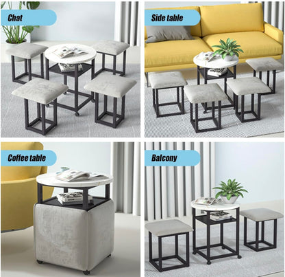 Space Saving Stackable Sidetable Stool with Chairs - Cube Seat for Living Room and Home Office