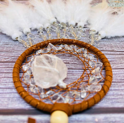 Handcrafted Crystal Dream Catchers with Feathers