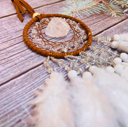 Handcrafted Crystal Dream Catchers with Feathers