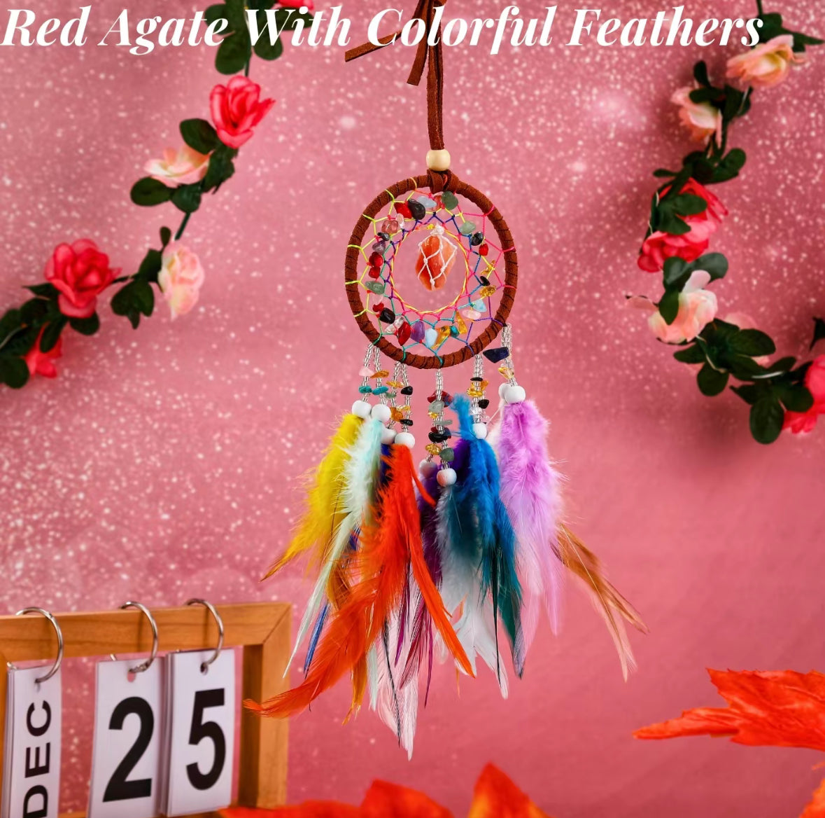 Handcrafted Crystal Dream Catchers with Feathers