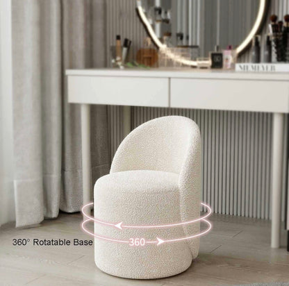 Cozy Sherpa Vanity Rotational Chair Soft Padded Fuzzy Chair