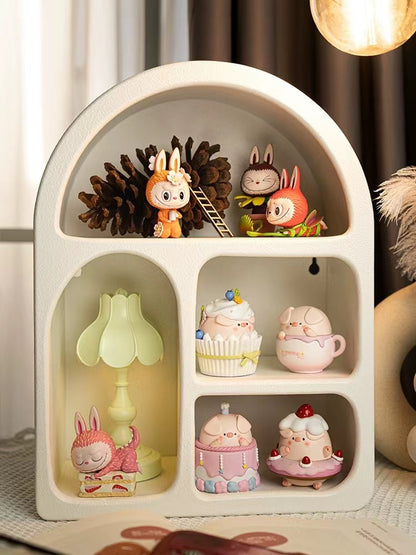 Arched Round Corners White Floor Shelves Table Top Textured Finished ...