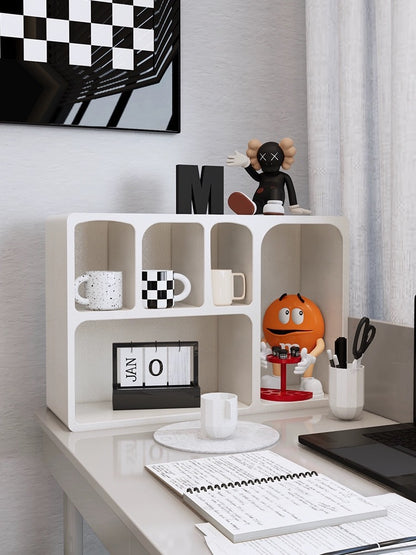 Floating White and Black Wall Mounted Shelves Textured Finished