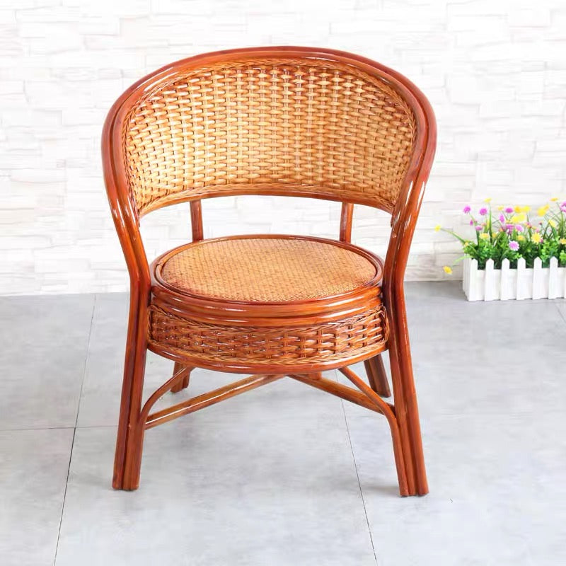 Classic Rattan Barrel Chair with Woven Design