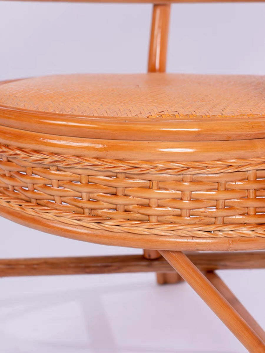 Classic Rattan Barrel Chair with Woven Design