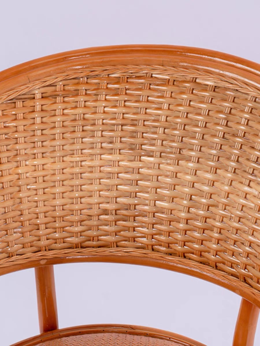 Classic Rattan Barrel Chair with Woven Design