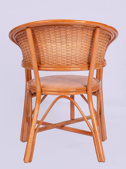 Classic Rattan Barrel Chair with Woven Design