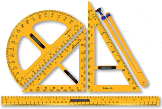 Magnetic Classroom Whiteboard Math Geometry Tool Set Enhance Classroom Learning Includes Compass, Protractor, 2 Triangles Ruler for Easy Attachment to Blackboards (Magnetic)