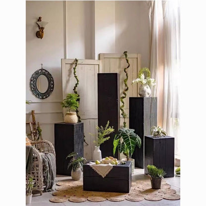 Black Wooden Pedestals Stool