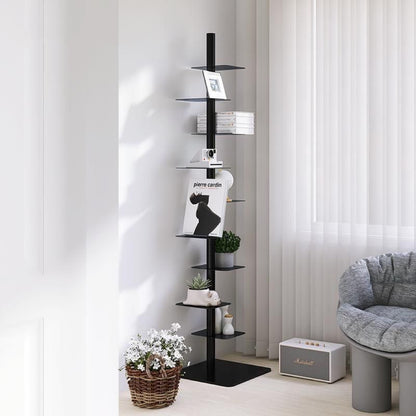 Modern Rotational Display Book Shelf with Multi-Tier Design for Indoor Plant Display Home Decor and Storage