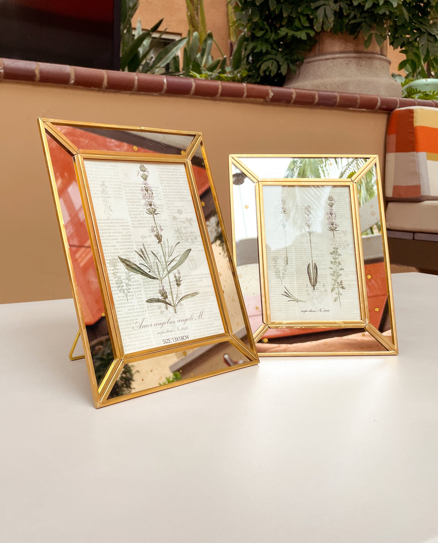 Églomisé Detailed Gold Mirror Edge Picture Frames - Vintage-Inspired Décor