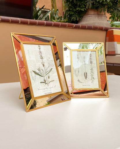 Églomisé Detailed Gold Mirror Edge Picture Frames - Vintage-Inspired Décor