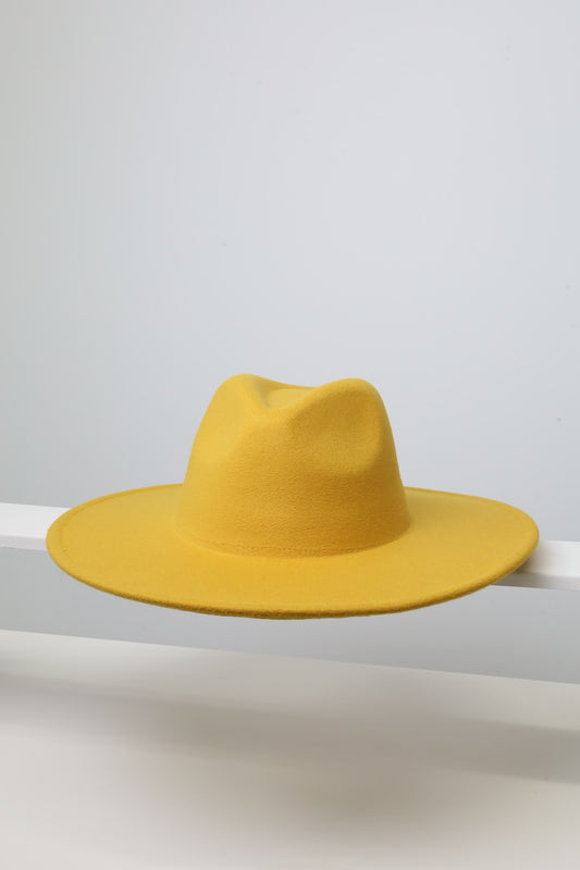 Wide Brim Yellow Fedora Hats