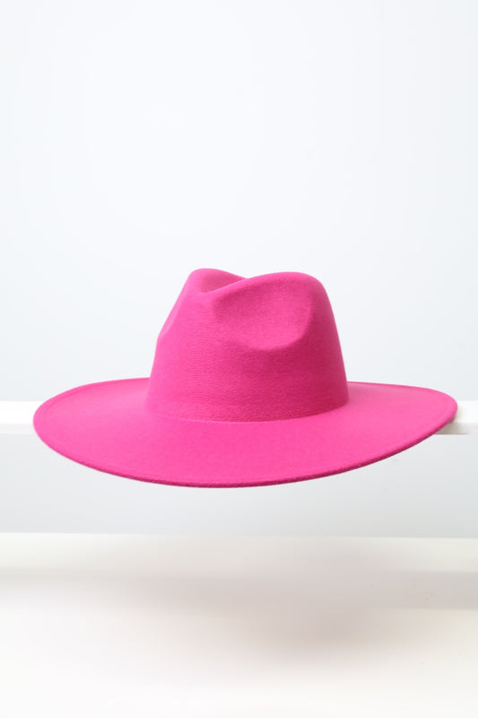 Wide Brim Fuchisia Fedora Hats