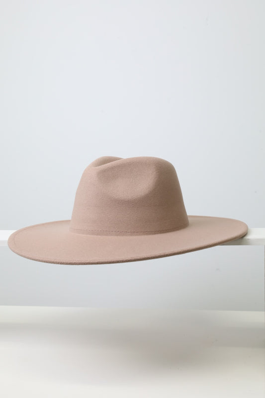 Wide Brim Taupe Fedora Hats