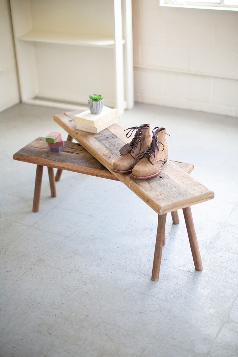 Set of 2 Recycled Wood Accent Tables