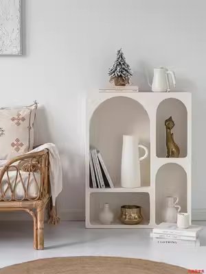 Modern Open Display Shelves Mini Console Table Curved Furniture