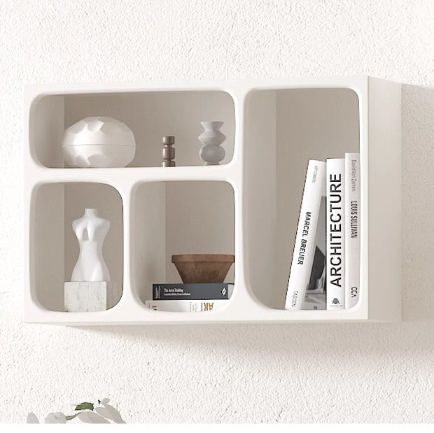 Floating White and Black Wall Mounted Shelves Textured Finished