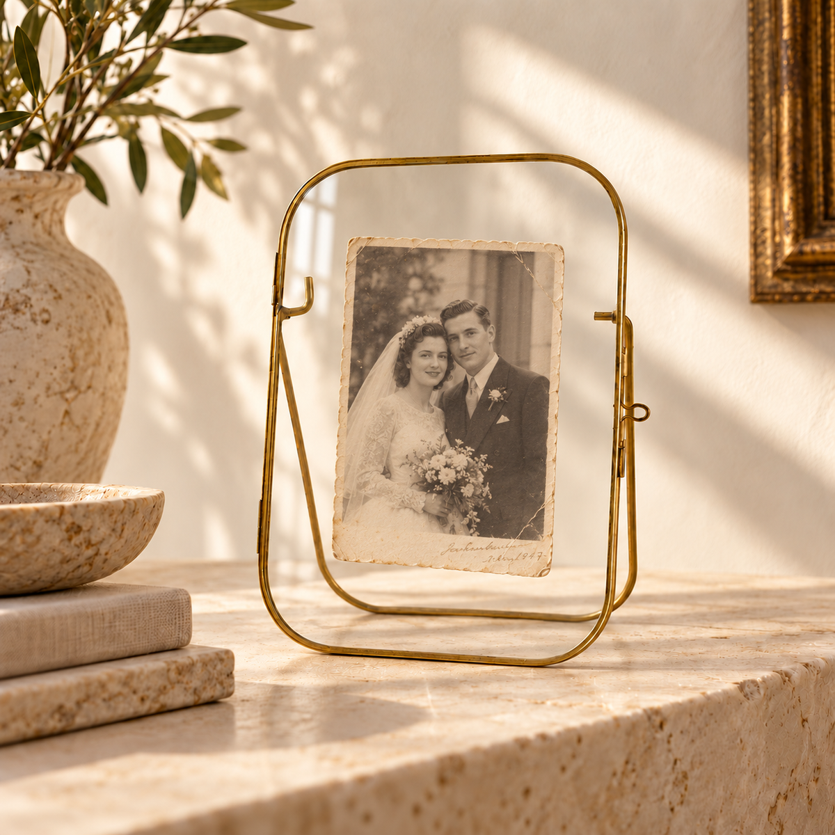 Arched Gold Glass Floating Frame