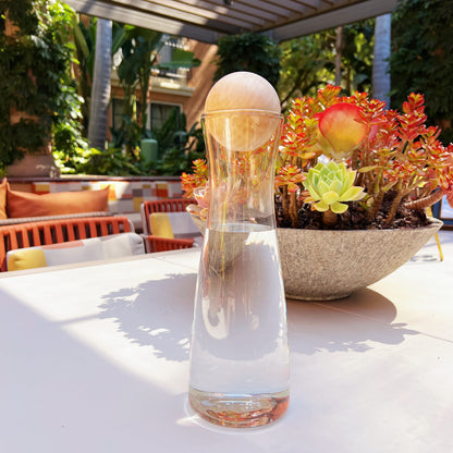 Modern Glass Carafe with Wooden Spherical Ball Lid