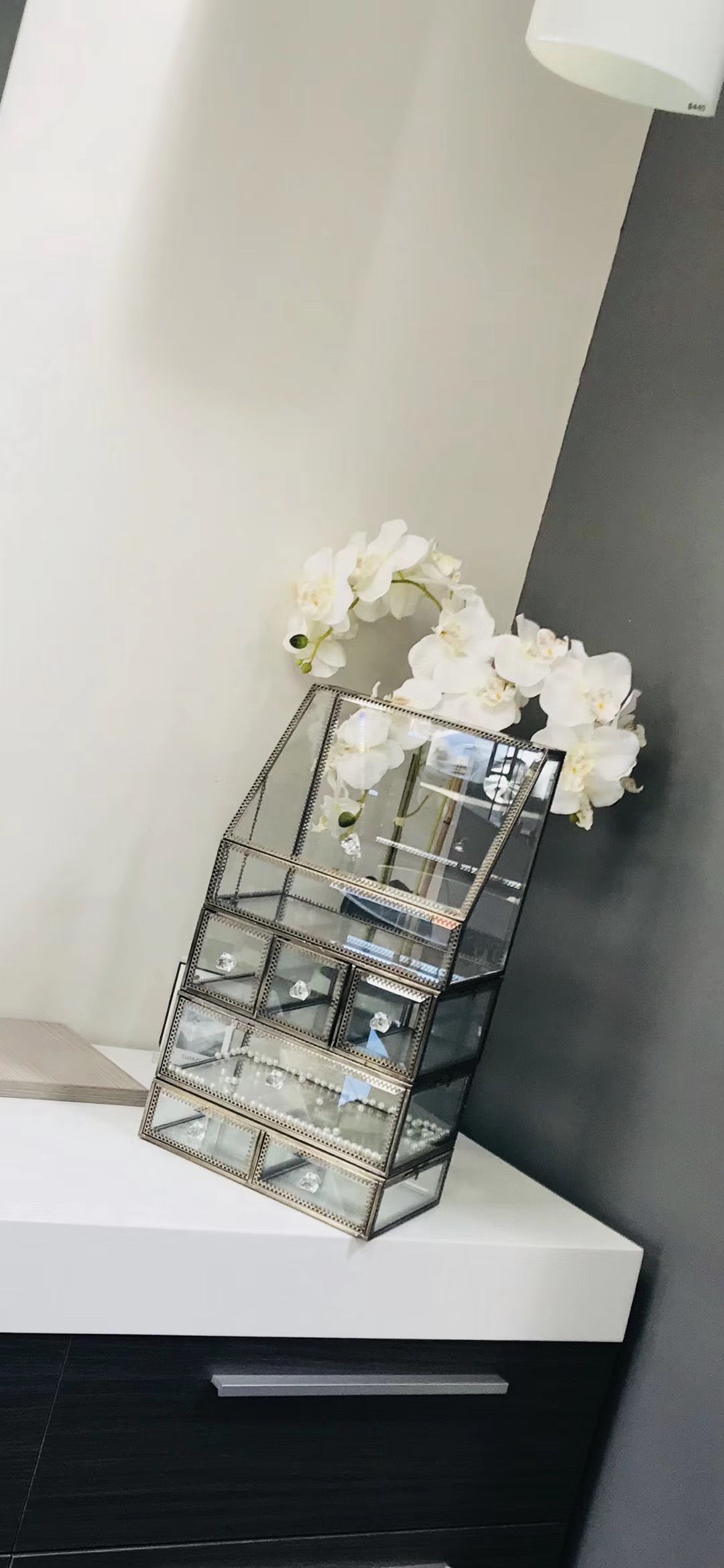 Elegant Glass Vanity  Organizer – Multi-Purpose Glass Storage Tower 7 Drawers