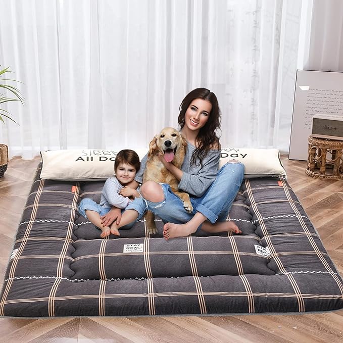 Car Camping Futon Bed Tesla Foldable Japanese Futon  Roll Up Mattress Floor Bed Pad Sleeping Mat Suitable for Camping, Guest Room, Adults, Kids Approx. Twin Size