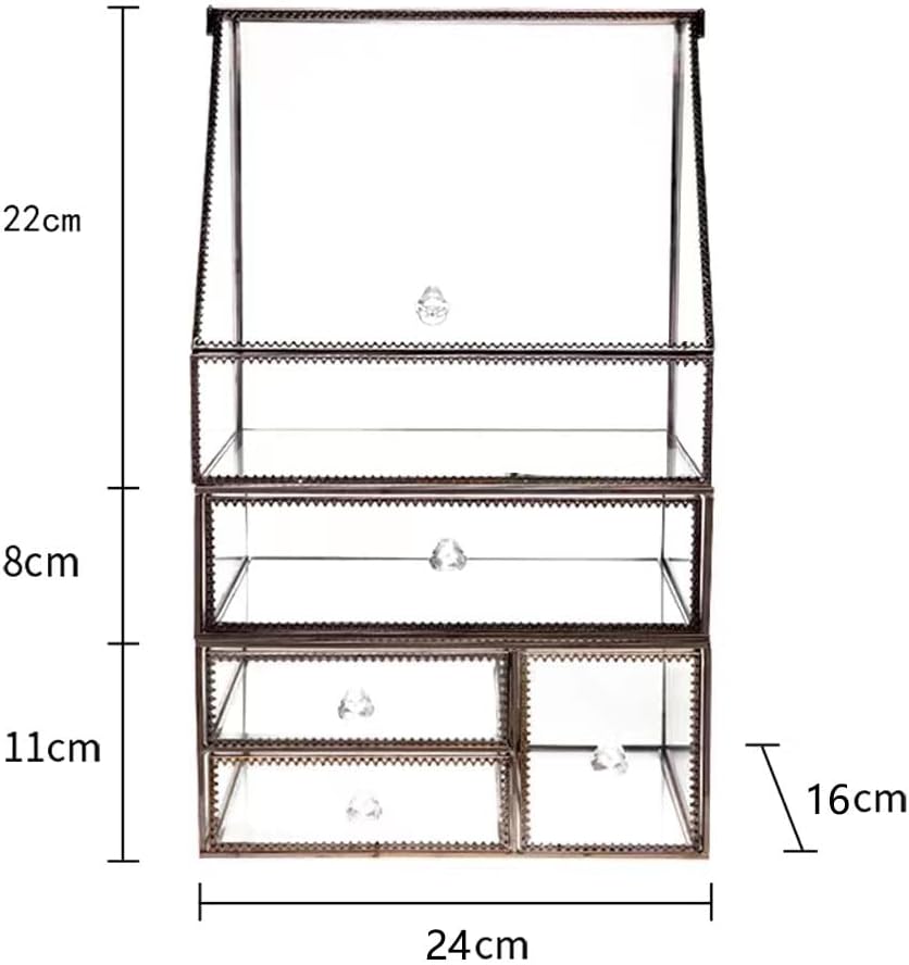 Elegant Glass Vanity  Organizer – Multi-Purpose Glass Storage Tower 7 Drawers