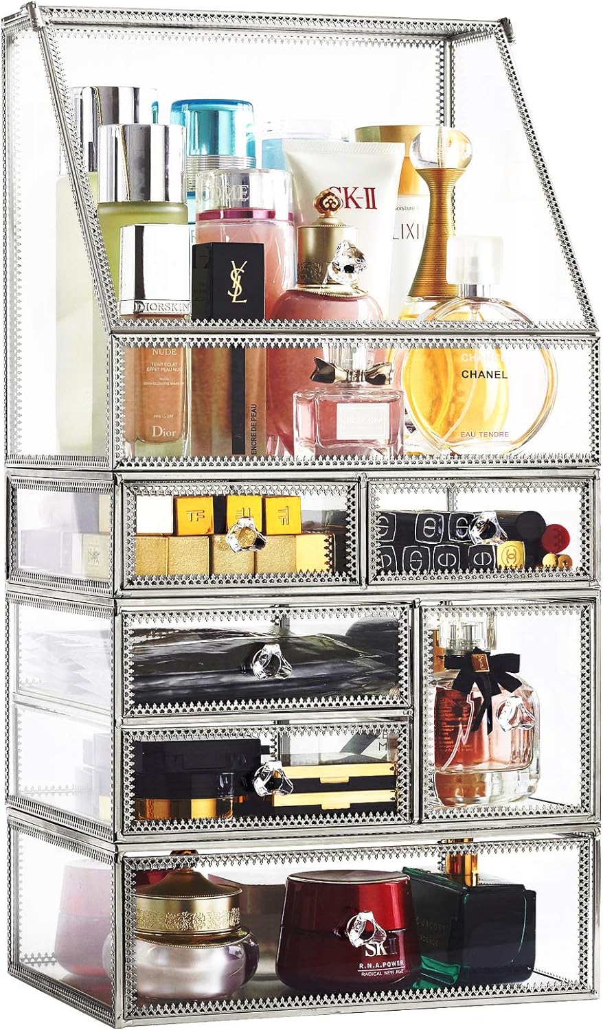 Online Glass Vanity Makeup Organizer