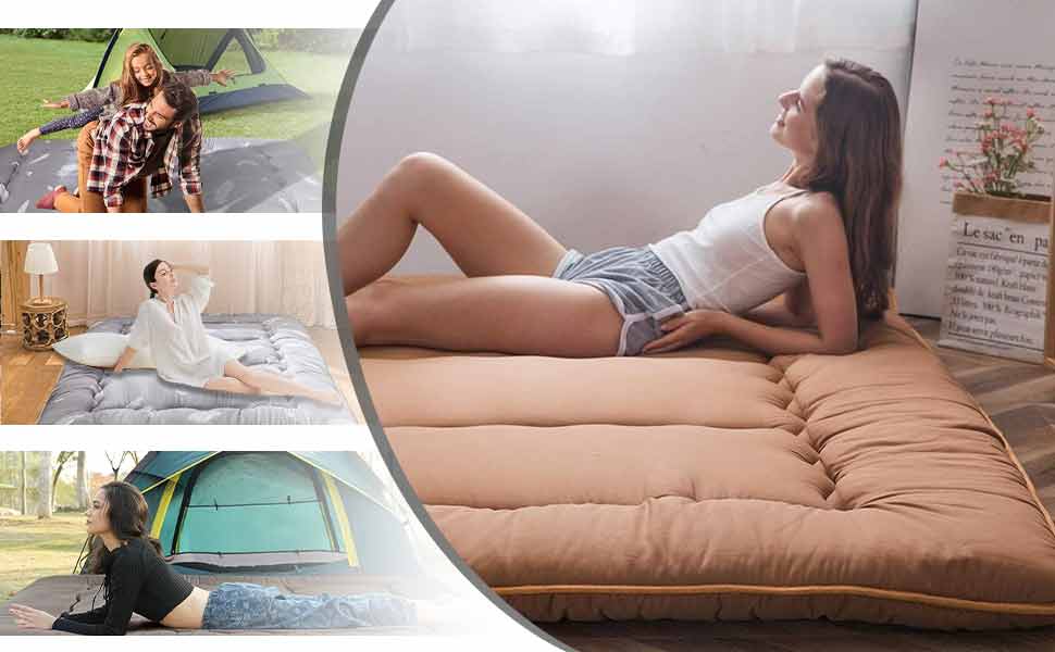 Car Camping Futon Bed Tesla Foldable Japanese Futon  Roll Up Mattress Floor Bed Pad Sleeping Mat Suitable for Camping, Guest Room, Adults, Kids Approx. Twin Size