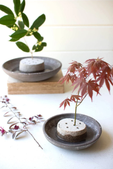 River Rock Flower Frogs with Clay Saucers Incense Holders