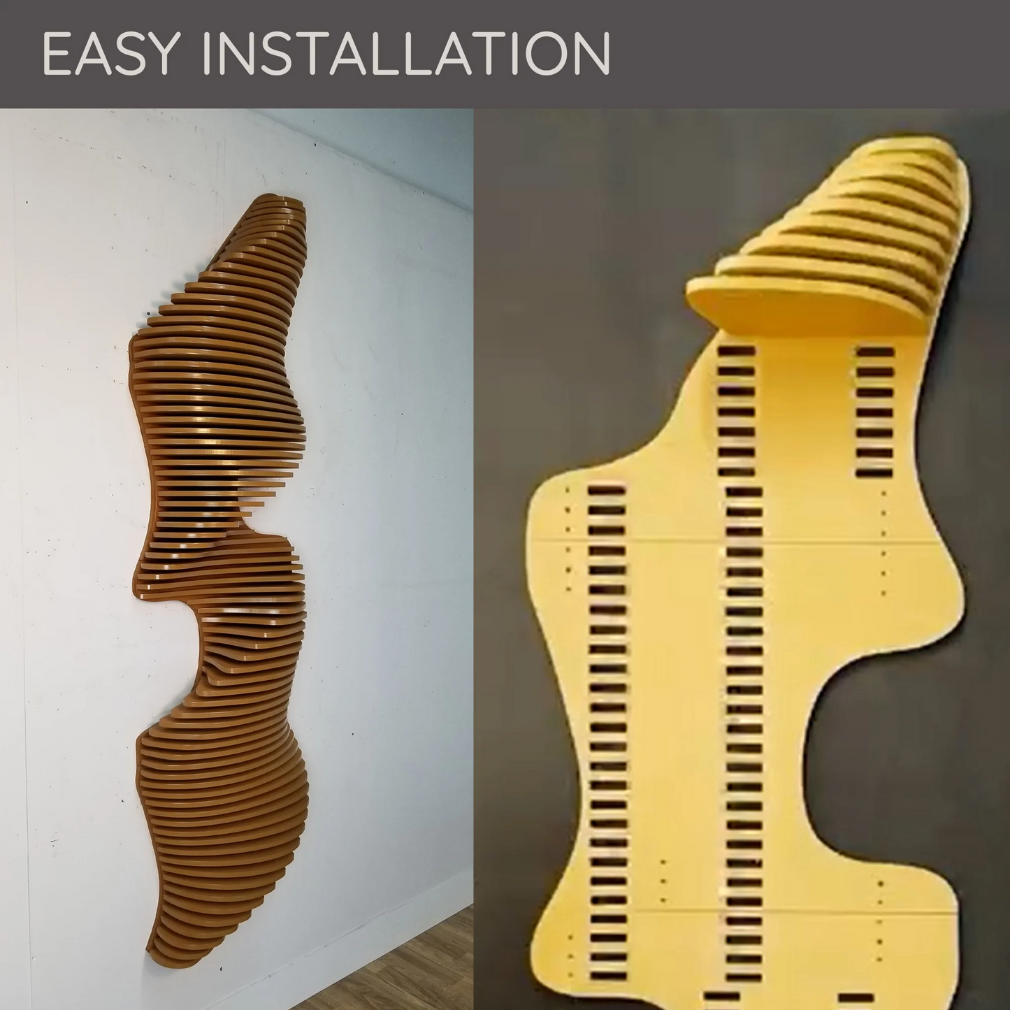 Wall panel art, installation 