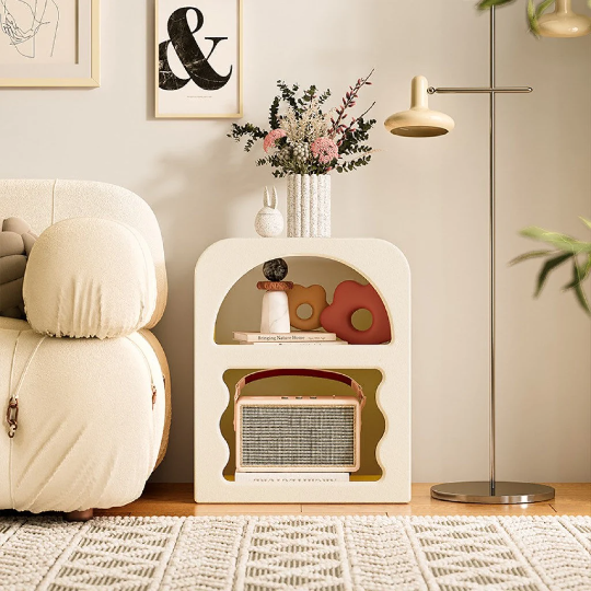 Boho White Side Table Wavy Storage Shelf from Ausique Decor – Ausidecor ...